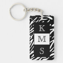 Akryl Keychain för Monogramzebra rändermönster