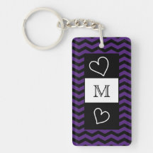 Akryl Keychain för sicksack för Monogramhjärtaspar