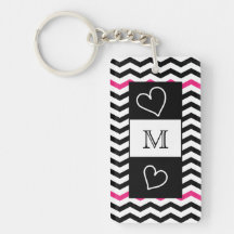 Akryl Keychain för sicksack för Monogramhjärtaspar