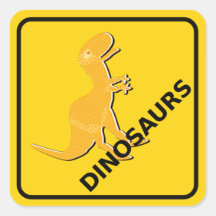 Akta sig av gulliga tecknadDinosaurs undertecknar  Klistermärken