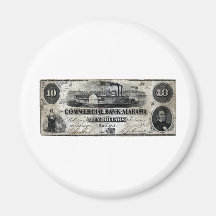 Alabama 1858 tio dollar noterar kylskåps magneter