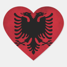albanian flaggahjärta klistermärke