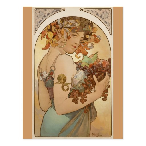 Alfons Mucha - frukt Vykort