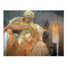 Alfons Mucha ~-kvinnor med det brinna stearinljuse Vykort