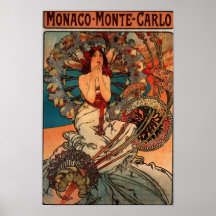 Alfons Mucha Monaco Monte - carlo Affisch