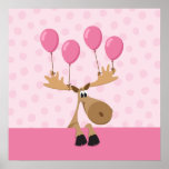 Älg med det rosa trycket för ballongungeaffisch