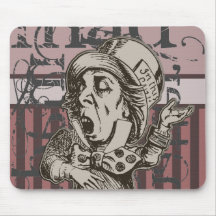 Alice In Wonderland Mad Hatter Grunge (Pink) Mousepad