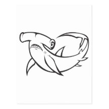Allvarlig Hammerheadhaj i svartvitt Vykort