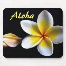 Aloha Hawaiian Frangipani Blossoms Plumerias Mouse Pads