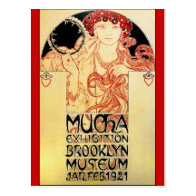 Alphones (Alfons) Mucha 1921 utställning Vykort