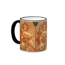 Alphonse (Alfons) Mucha bukett Kaffe Mugg