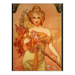 Alphonse (Alfons) Mucha bukett Vykort