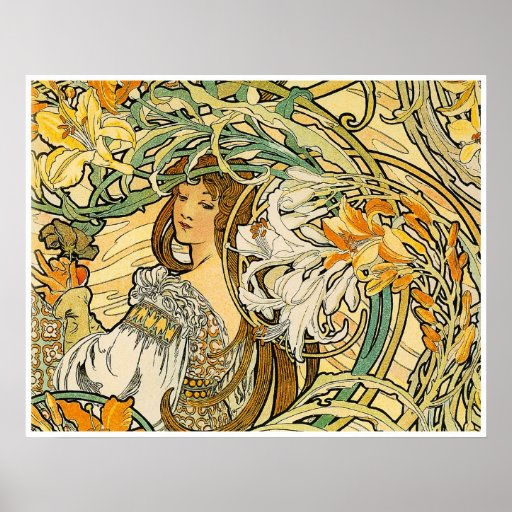 Alphonse Mucha affisch:  Språk av blommor