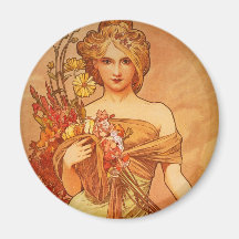 Alphonse Mucha art déco Kylskåps Magneter