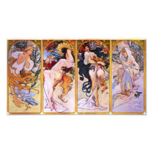 Alphonse Mucha fyra säsonger Prin Fotografiskt Tryck