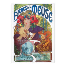 Alphonse Mucha kvinna Inbjudningskort