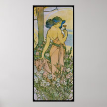 Alphonse Mucha L 'Oeillet nejlika Affischer