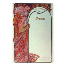 Alphonse Mucha meny Anpassade Inbjudningskort