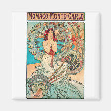 Alphonse Mucha Monaco, Monte - carlo, 1897 Kylskåps Magneter