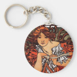 Alphonse Mucha vintagecykel Nyckelring