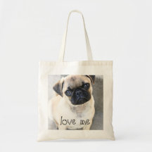 älska mig - gulliga mops tote bag