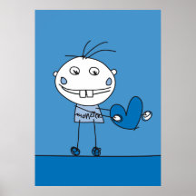 älskar det lyckliga monster för blått dig print