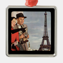 Älskare i Paris - Retro illustration Julgranskulor
