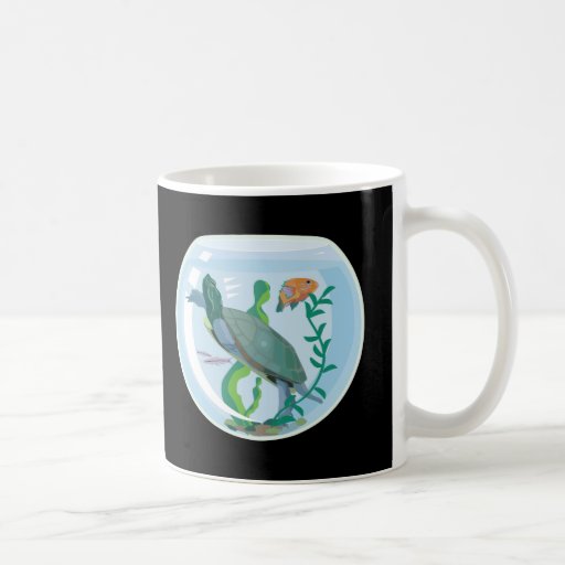 älsklings- sköldpadda i fiskbunke kaffe kopp