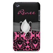 älskvärd svart damast på ljus rosa chic skräddarsy iPod touch skydd
