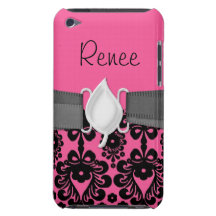 älskvärd svart damast på ljus rosa chic skräddarsy iPod touch skal
