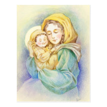 Älskvärda Mary och baby Jesus Vykort