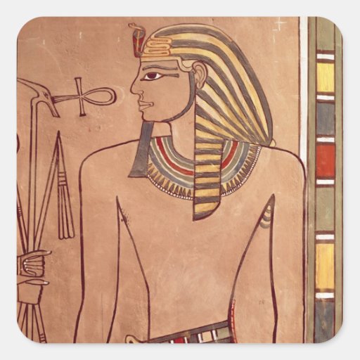 Amenhotep II med en ankh som lyfts till hans läppa Fyrkantiga Klistermärken