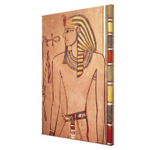 Amenhotep II med en ankh som lyfts till hans läppa Sträckt Kanvastryck