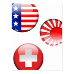 Amerikan, japan och schweizare, världs flaggorvyko