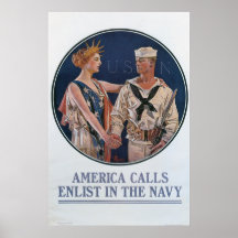Amerikanappeller Enlist i marinen Posters