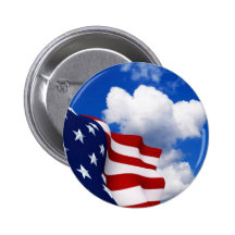 Amerikanska flaggan i blå himmel knappar med nål