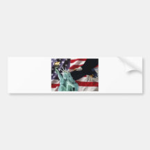 Amerikanska flaggan med amerikanörn- & damfrihet bildekaler