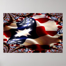 Amerikanska flaggan och mer sjunker Fractal Print