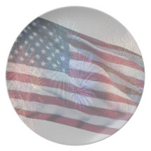 Amerikanska flaggan pläterar tallrik