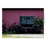 Amish Buggy-Barnyard - vattenfärg Kort