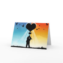 Amoureux sous un coeur - carte de vœux
