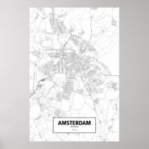 Amsterdam Nederländerna (svarten på vit) Print