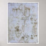 Anatomi av människahjärtan, Leonardo Da Vinci Print