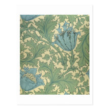 "Anemon" design (textilen) Vykort