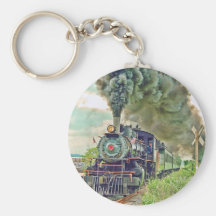Ångapassageraretåg Keychain Nyckelringar