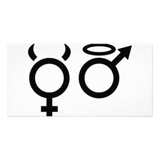 ängel- och djävulensymbol fotokort