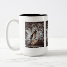 Ängel och henne duva kaffe kopp