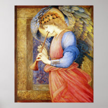 Ängel som leker ett tryck för FlageoletBurne-Jones