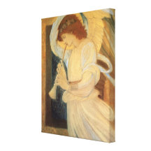 Ängel som leker flageoleten Burne Jones, vintagemu Sträckt Kanvastryck