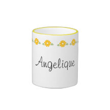 Angelique känd gula blommor kaffe mugg
